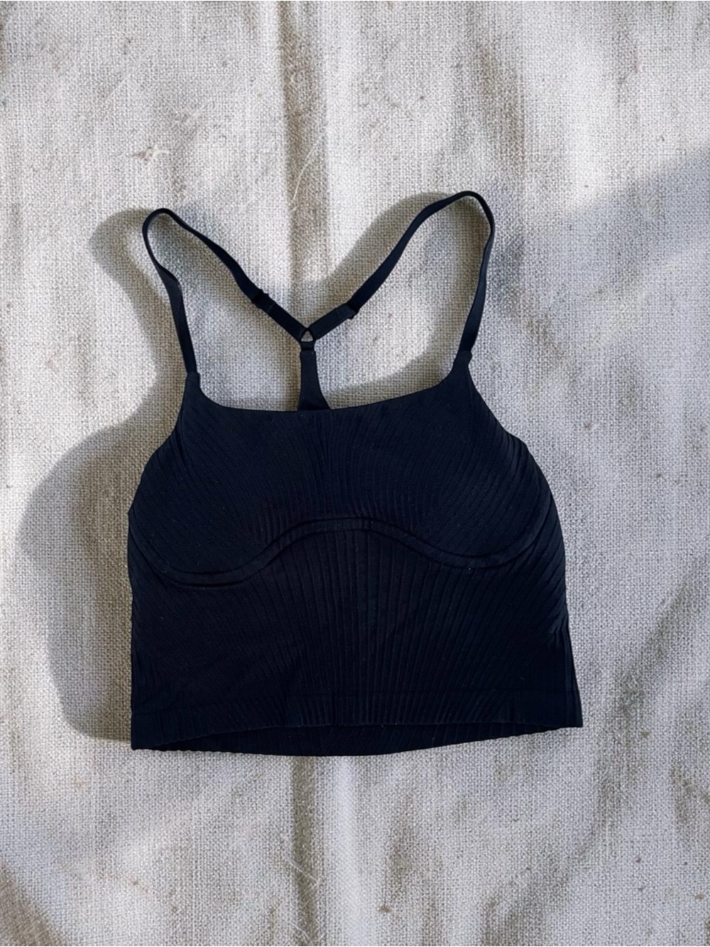 Lululemon Strappy Seamless Yoga Shelf Tank Top in Black